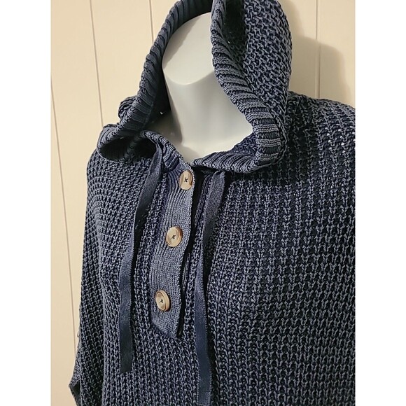 Natural Reflections Sweater Hoodie Womens Size Large Blue Knit Fall Winter - Picture 6 of 10